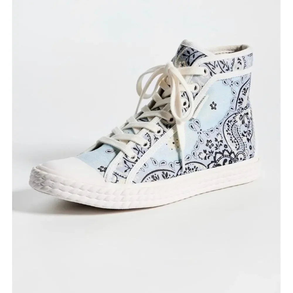 Zimmermann Twist High Top Sneakers in Blue Bandana Print Women’s Sz. 39 (US 8)